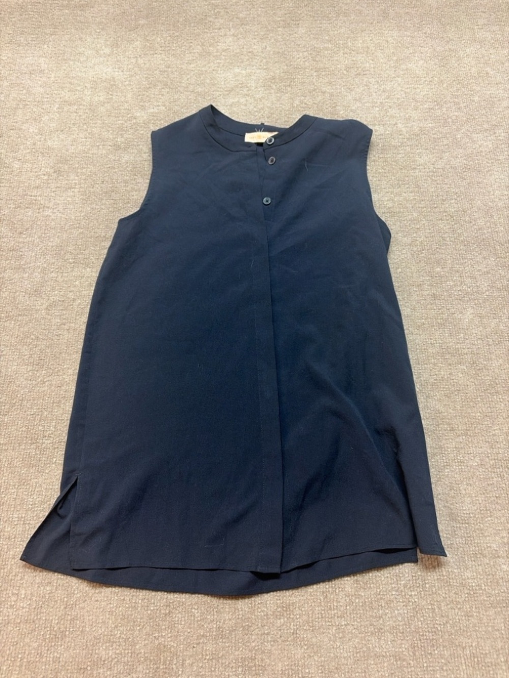Tory Burch Navy Sleeveless Blouse Minimalist Workwear Top Size 0 0869